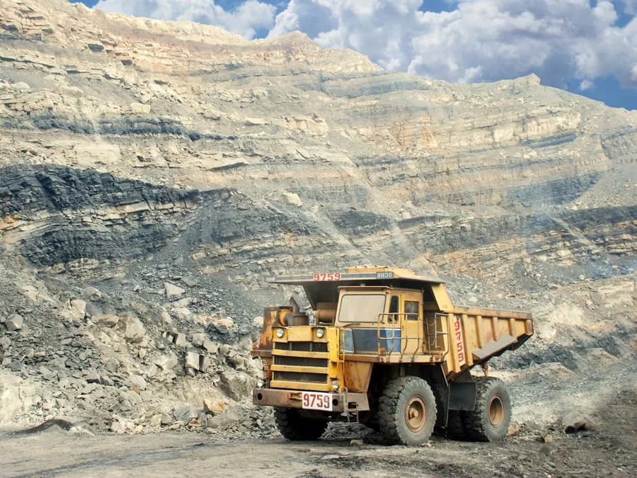 Mining truck working in an open pit